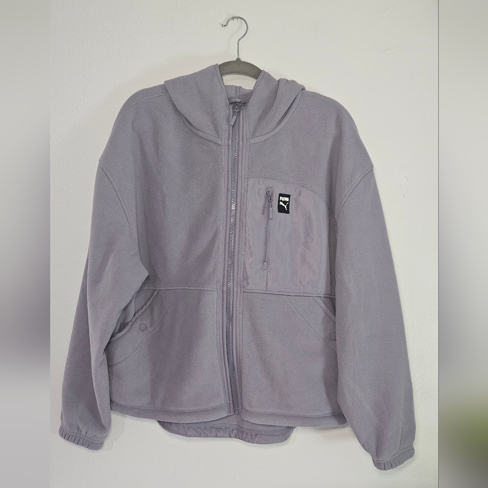 Puma Polar Hooded Fleece Full Zip Jacket pale plum purple Large $110 NWT